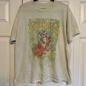 Urban Outfitters Cream Short-Sleeve Tee with Red Floral Graphic